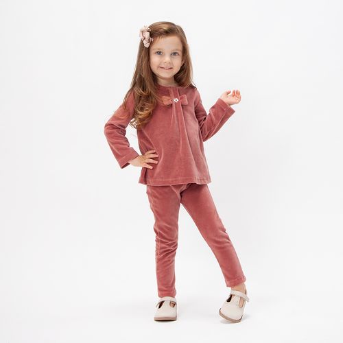 Conjunto de Bebê Feminino Plush com Laço - ROSA BLUSH