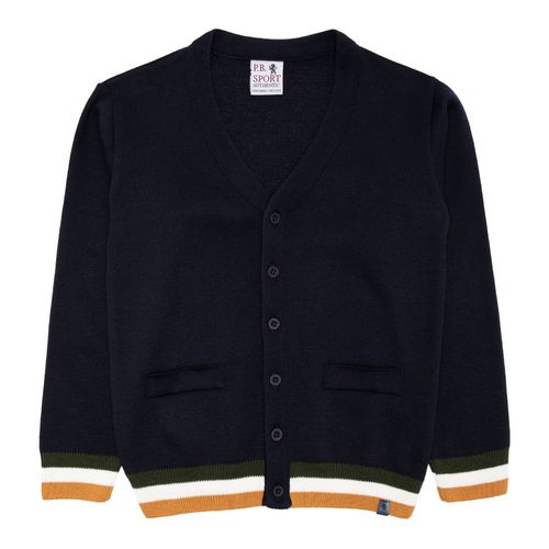 Cardigan Infantil Masculino Tricot Frisos Color - AZUL PROFUNDO