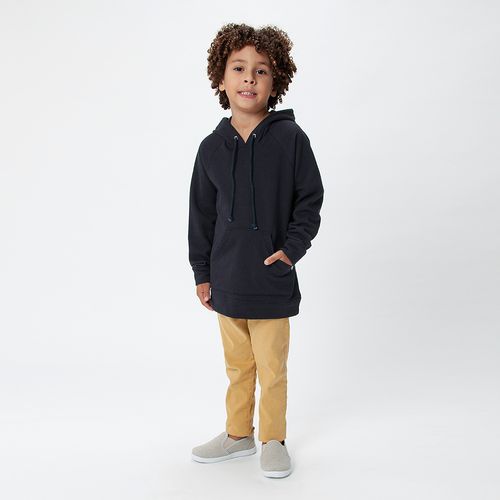 Blusa Infantil Masculina Manga Longa Piquet Felpado - PRETO
