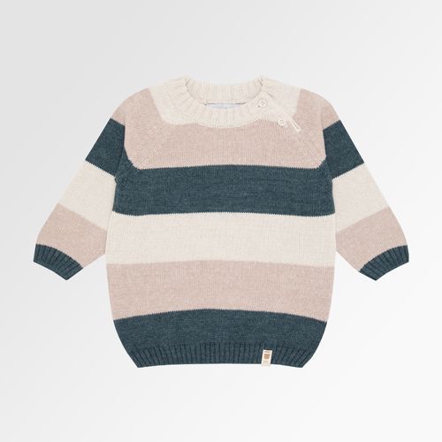 Blusa Tricot de Bebê Masculina Manga Longa Listrada Tricolor - NINIVE/M.BEGE/M.BOTTLE