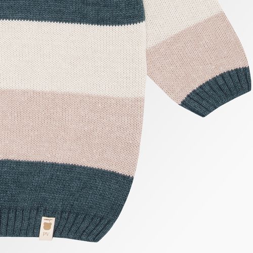 Blusa Tricot de Bebê Masculina Manga Longa Listrada Tricolor - NINIVE/M.BEGE/M.BOTTLE