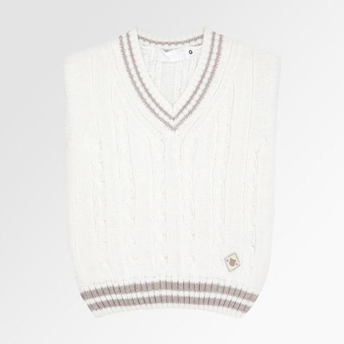 Colete de Bebê Masculino Tricot Decote V com Frisos - NATURAL/SISAL