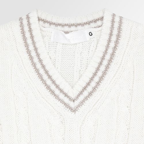 Colete de Bebê Masculino Tricot Decote V com Frisos - NATURAL/SISAL