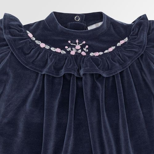 Romper de Bebê Feminino Plush com Babados - AZUL MARINHO