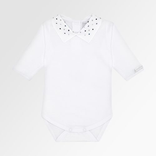 Body de Bebê Masculino Unissex Manga Longa Algodão Egípcio Bordado Poás - COLOR AZUL