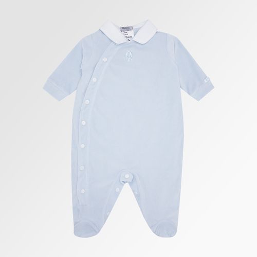 Macacão de Bebê Masculino Longo Plush com Bordado Raposa - AZUL BEBE