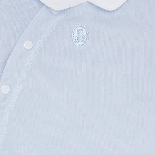 Macacão de Bebê Masculino Longo Plush com Bordado Raposa - AZUL BEBE