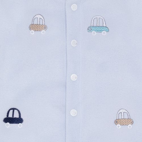 Macacão de Bebê Masculino Longo Microsoft Bordado Carros - AZUL BEBE