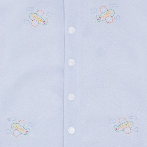 Macacão de Bebê Masculino Longo Microsoft Bordado Avião - AZUL BEBE