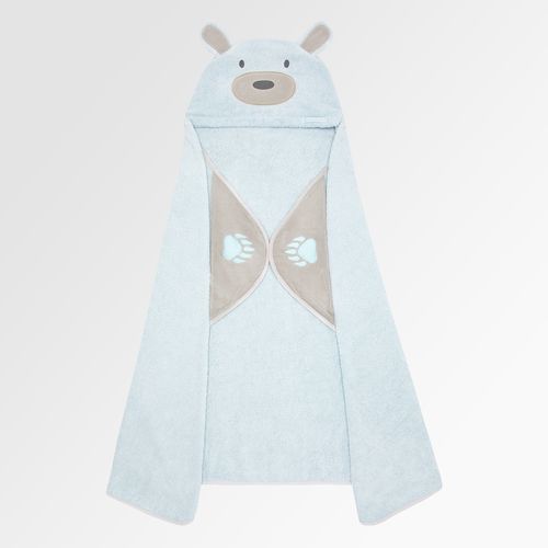 Toalha de Banho de Bebê com Capuz Algodão Egípcio Urso Bimbi - AZUL