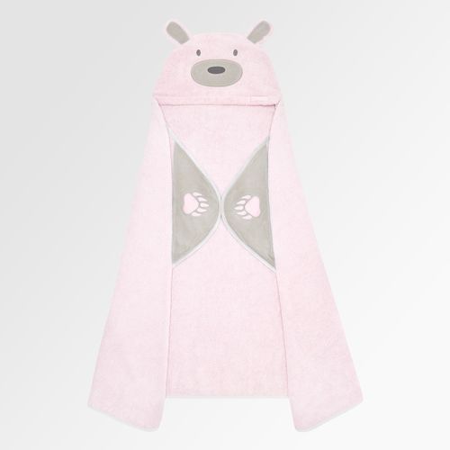 Toalha de Banho de Bebê com Capuz Algodão Egípcio Urso Bimbi - ROSA