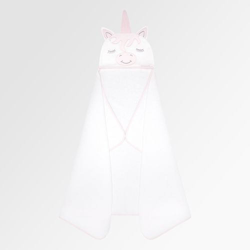 Toalha de Banho de Bebê com Capuz Algodão Egípcio Unicórnio - ROSA