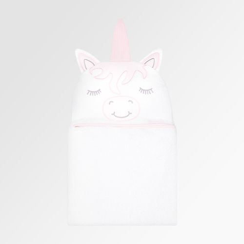 Toalha de Banho de Bebê com Capuz Algodão Egípcio Unicórnio - ROSA