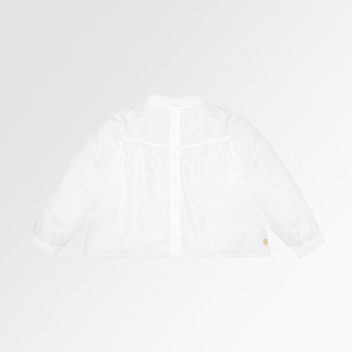 Bata de Bebê Feminina Manga Longa Algodão Egípcio Fio 60 com Recortes - BRANCO