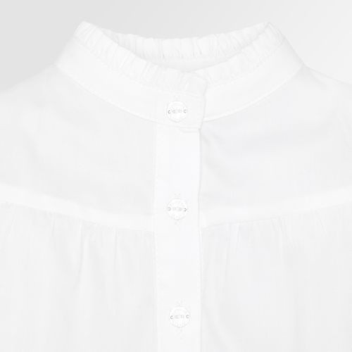 Bata de Bebê Feminina Manga Longa Algodão Egípcio Fio 60 com Recortes - BRANCO