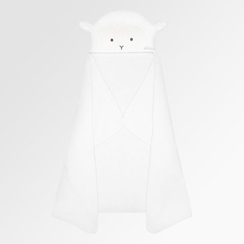 Toalha de Banho de Bebê com Capuz Algodão Egípcio Ovelha - BRANCO