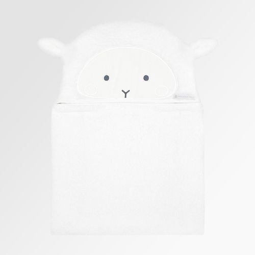 Toalha de Banho de Bebê com Capuz Algodão Egípcio Ovelha - BRANCO