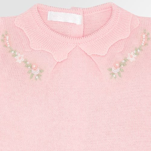 Saída de Maternidade Feminina com Manta Tricot Flores Rococó - SALMON PALE ROSE