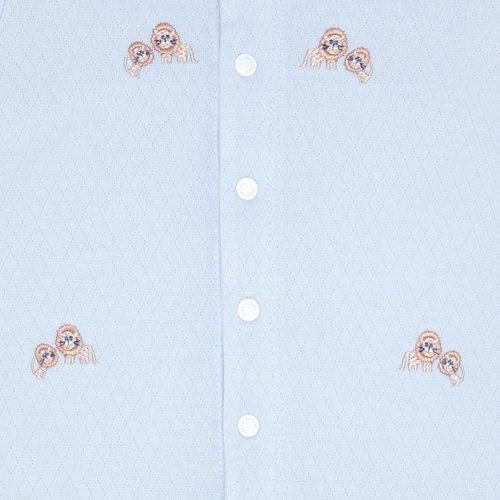 Macacão de Bebê Masculino Curto Dadinho Bordado Leão - AZUL BEBE