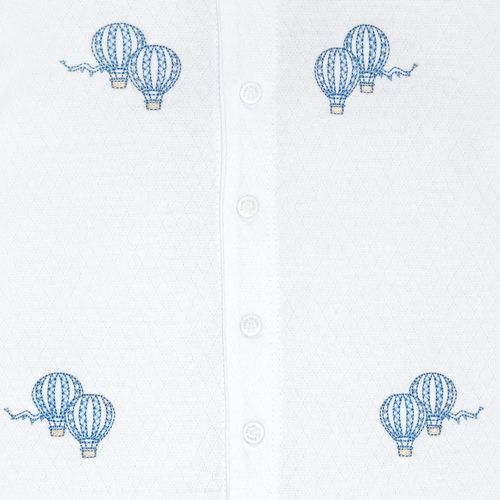 Macacão de Bebê Masculino Curto Dadinho Bordado Balão - BRANCO