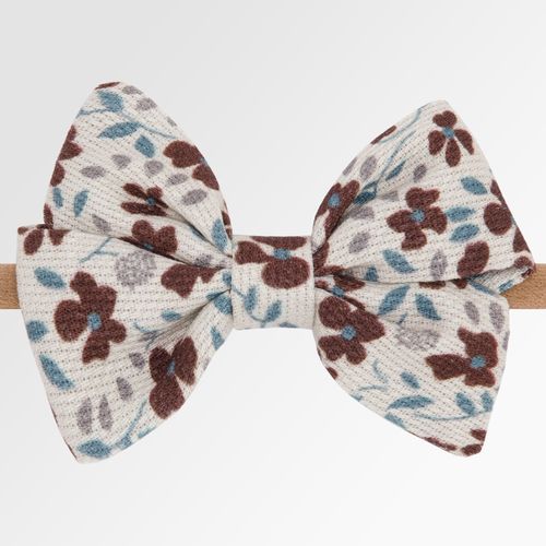 Faixa de Cabelo Bebê Laço Cruzado Estampas - ESTAMP MARROM