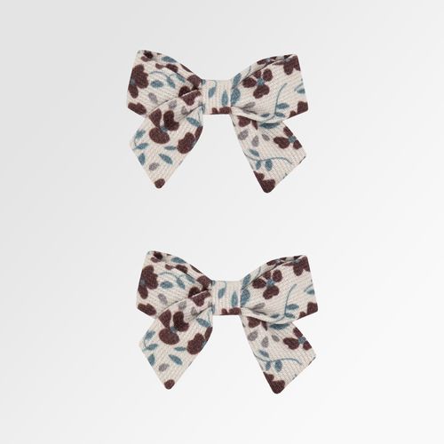 Conjunto de Laços de Cabelo Bebê Feminino Laço Cruzado Fustão Estampas - ESTAMP MARROM
