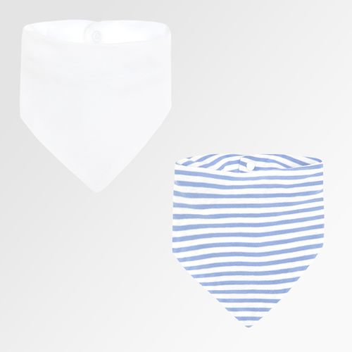 Conjunto de Babador Bandana Masculino Listrado - 2 Unidades - BCO/LIST AZ