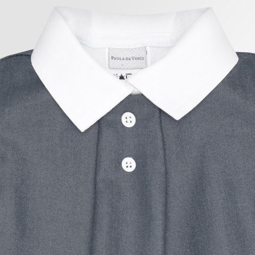 Conjunto de Bebê Masculino Chambray com Camisa Body - AZUL MARINHO