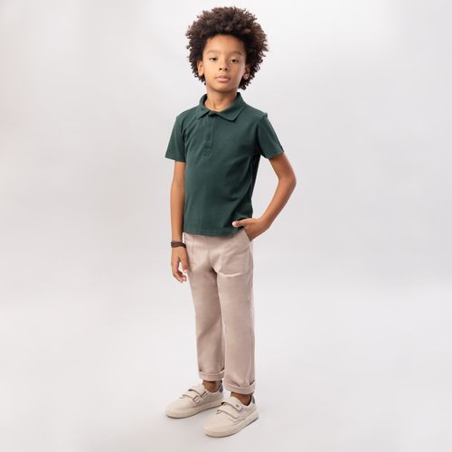 Camiseta Polo Infantil Masculina Manga Curta Piquet Pima - VERDE