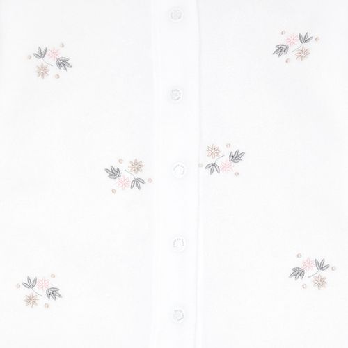 Macacão de Bebê Feminino Longo Microsoft Bordado Flores - BRANCO