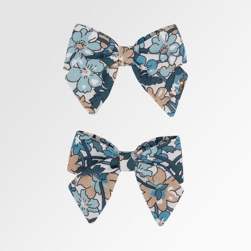 Conjunto de Laços de Cabelo Bebê Feminino Fustão Estampas - ESTAMP AZUL