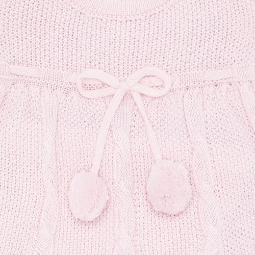 Saída de Maternidade Feminina Tricot com Laço de Pompom - ROSA PASTEL