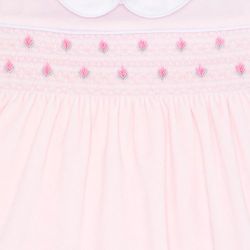 Macacão Vestido de Bebê Feminino Longo Plush Bordado Rococó - ROSA BEBE