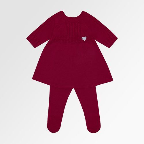 Saída de Maternidade Feminina Tricot Vestido Trança Finas - VERM RED NIGHT