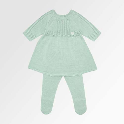 Saída de Maternidade Feminina Tricot Vestido Trança Finas - VERDE MARAGOGI