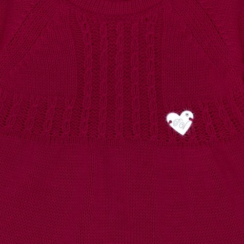Saída de Maternidade Feminina Tricot Vestido Trança Finas - VERM RED NIGHT