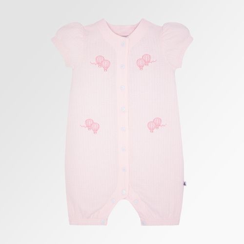 Macacão de Bebê Feminino Curto Puffy Bordado Balão - ROSA