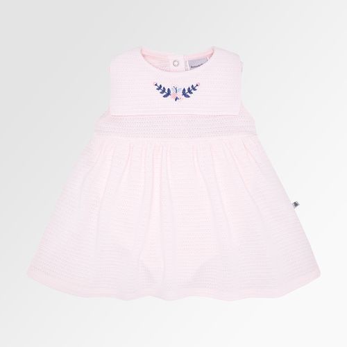 Macacão Vestido de Bebê Feminino Tricot Jetty com Bordado de Flores - ROSA