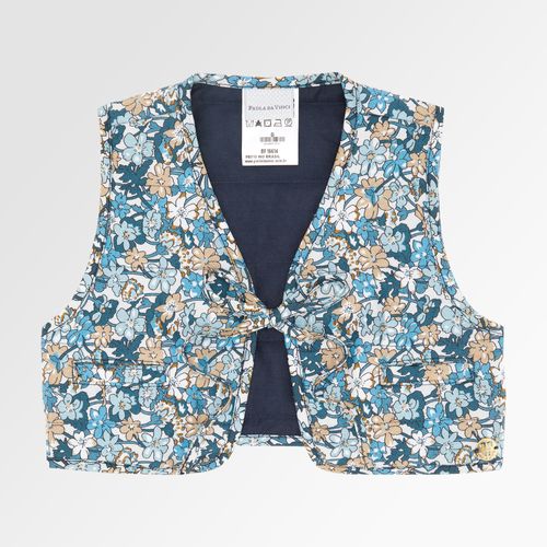 Colete de Bebê Feminino Fustão Matelado Estampa Royals - AZUL