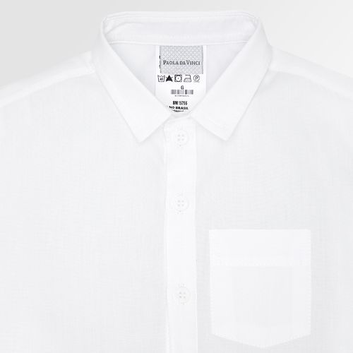 Camisa Body de Bebê Masculina Manga Longa Ravel Fio 60 com Bolso - BRANCO