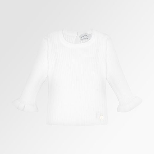 Blusa Tricot de Bebê Feminina Manga Longa Canelada Fio Soft - OFF WHITE