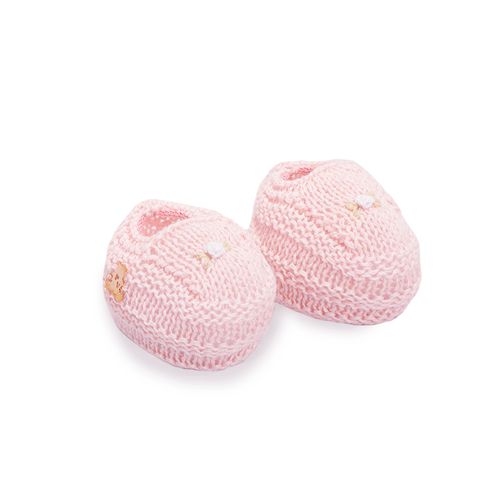 Sapatinho Tricot de Bebê Feminino Bordado Rococó - ROSA