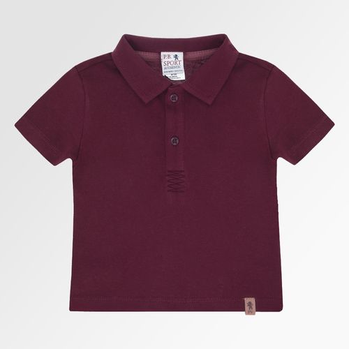 Camiseta Polo Infantil Masculina Manga Curta Piquet - BORDO