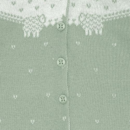 Macacão de Bebê Longo Tricot Jacquard Ovelha com Touca e Sapatinho - VERDE M.PLANTACAO