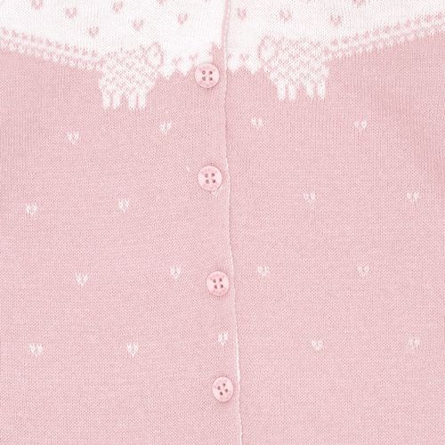 Macacão de Bebê Longo Tricot Jacquard Ovelha com Touca e Sapatinho - ROSA MESCLA