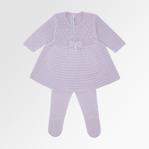 Saída de Maternidade Feminina com Manta Tricot Vestido Losangos - LILAS DEPECHE