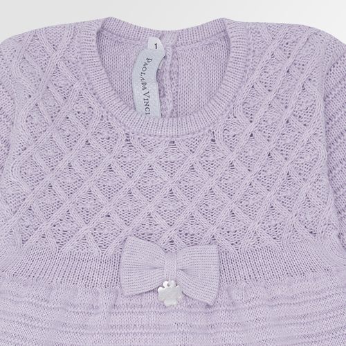 Saída de Maternidade Feminina com Manta Tricot Vestido Losangos - LILAS DEPECHE