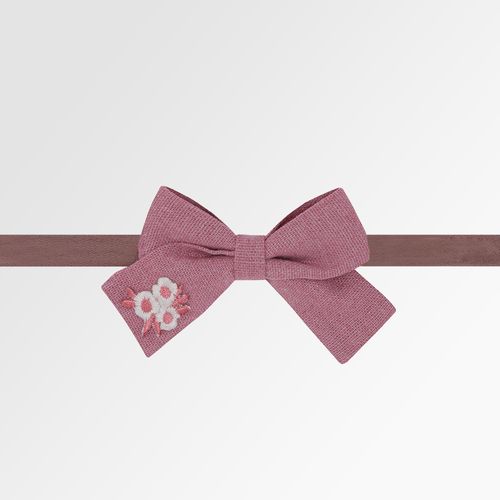 Faixa de Cabelo Bebê Laço Cruzado Linho Primavera - ROSE