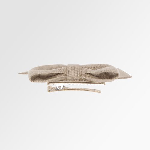 Conjunto de Laços de Cabelo Infantil Linho Ponta Longa Bordado - KAKI