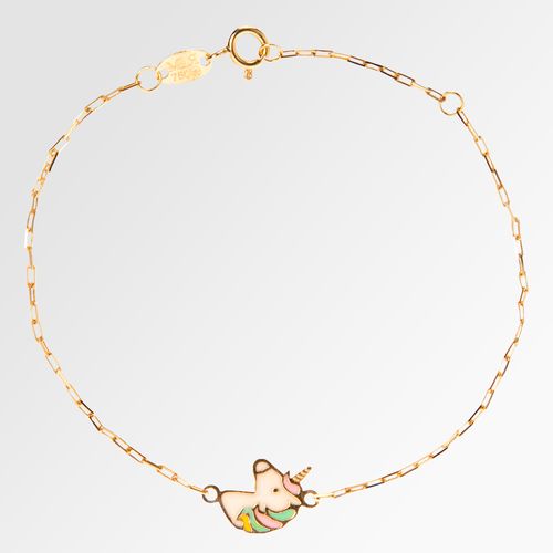 Pulseira de Bebê Feminina Unicórnio Ouro 18k - UNICO